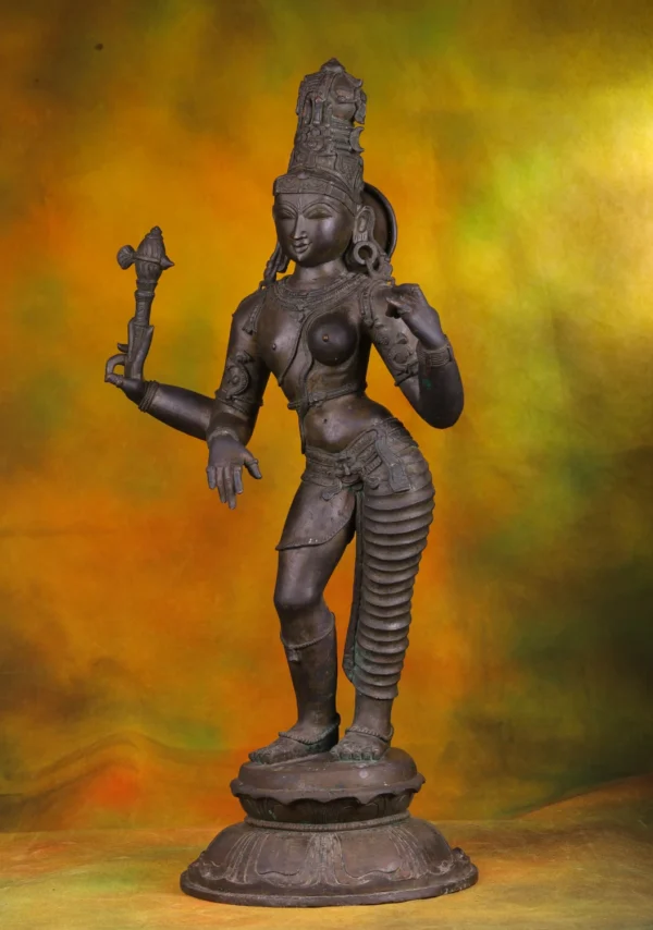 Bronze Ardhanareeshwara Statue - Shiva & Parvati Combined - 27 Inches - Image 2