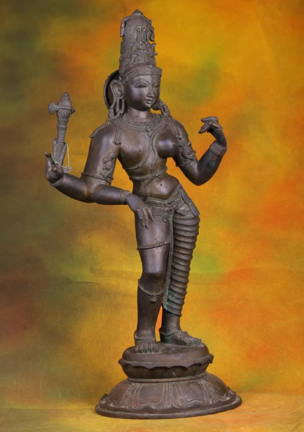 Bronze Ardhanareeshwara Statue - Shiva & Parvati Combined - 27 Inches - Image 3