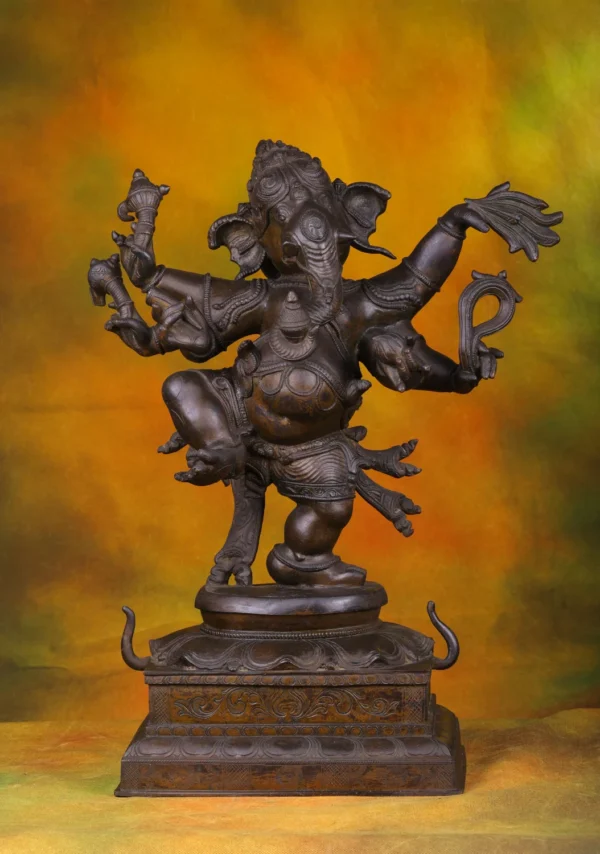 Bronze Dancing Ganesha Statue - Hindu God of Joy & Beginnings - 22 Inches