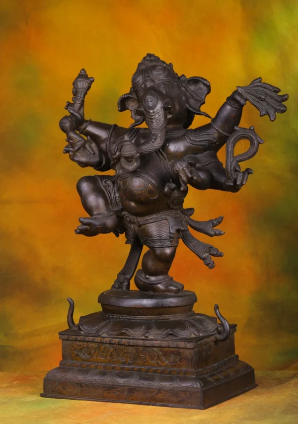 Bronze Dancing Ganesha Statue - Hindu God of Joy & Beginnings - 22 Inches - Image 2