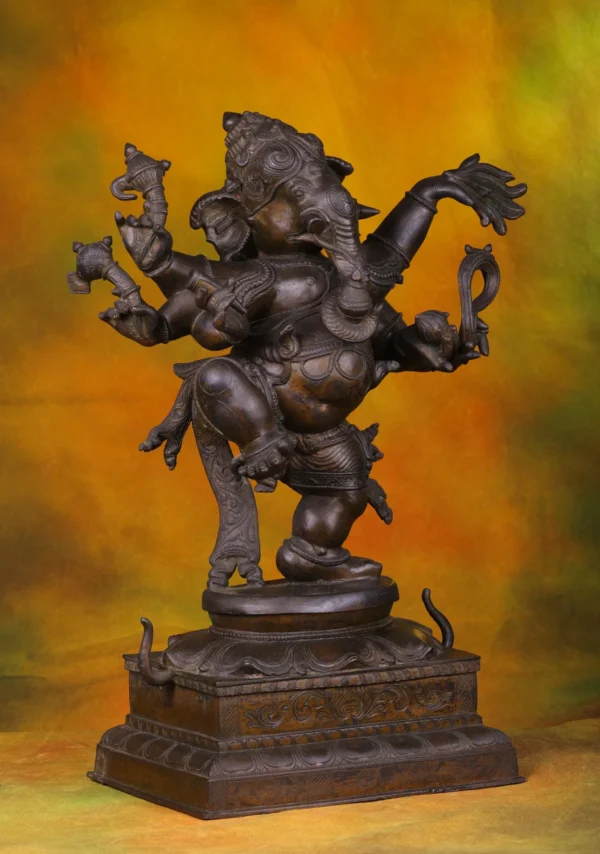 Bronze Dancing Ganesha Statue - Hindu God of Joy & Beginnings - 22 Inches - Image 3