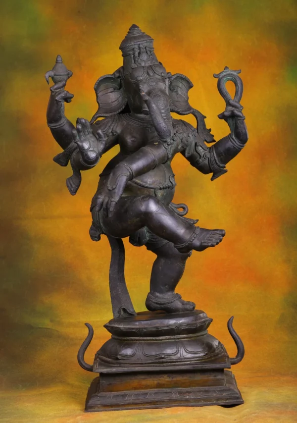 Bronze Dancing Ganesha Statue - Hindu God of Joy & Prosperity - 28 Inches