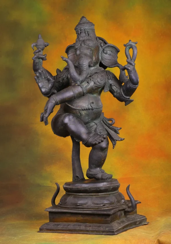Bronze Dancing Ganesha Statue - Hindu God of Joy & Prosperity - 28 Inches - Image 2