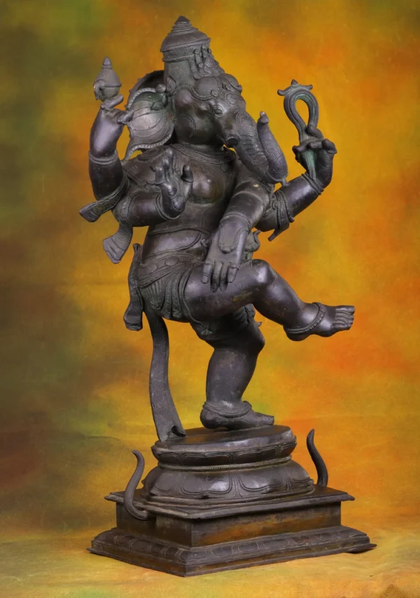 Bronze Dancing Ganesha Statue - Hindu God of Joy & Prosperity - 28 Inches - Image 3
