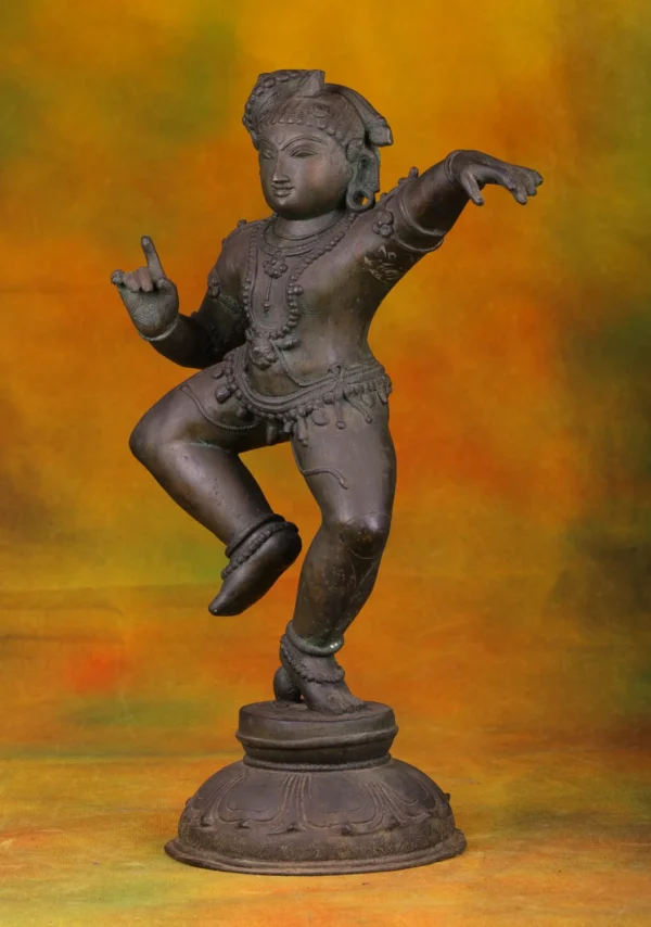 Bronze Dancing Krishna Statue - Hindu God of Love & Joy - 19 Inches - Image 2