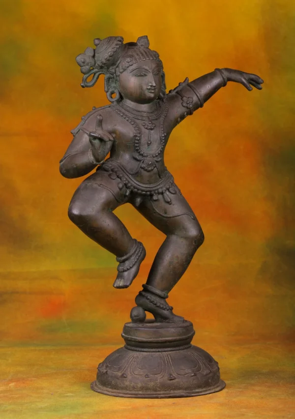 Bronze Dancing Krishna Statue - Hindu God of Love & Joy - 19 Inches - Image 3