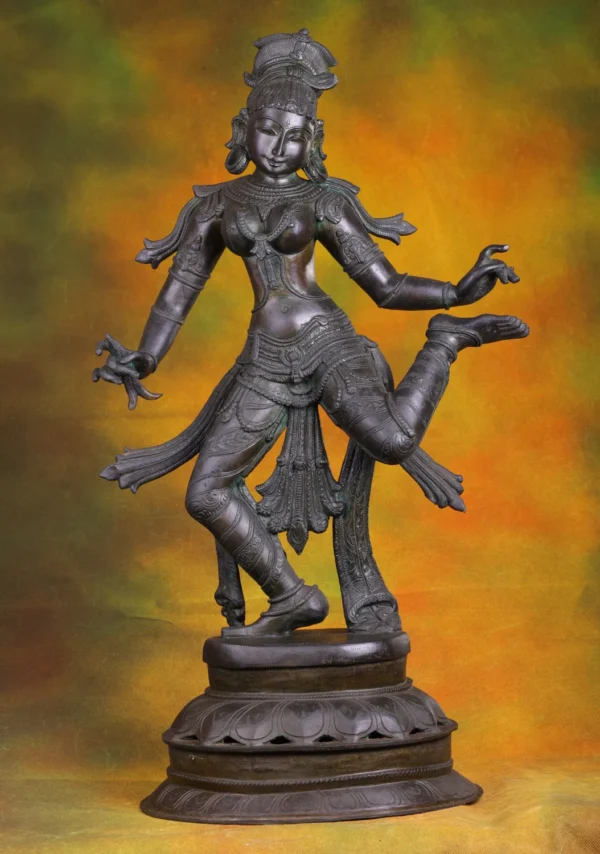 Bronze Dancing Lady Statue - South Indian Deity Sculpture - 30 Inches