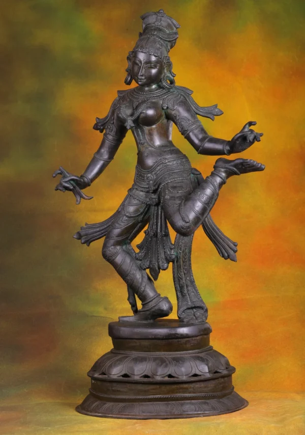 Bronze Dancing Lady Statue - South Indian Deity Sculpture - 30 Inches - Image 2
