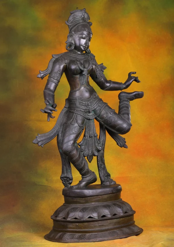 Bronze Dancing Lady Statue - South Indian Deity Sculpture - 30 Inches - Image 3