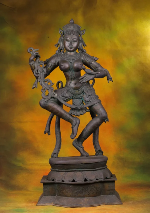 Bronze Dancing Tripura Sundari Statue - 33 Inches