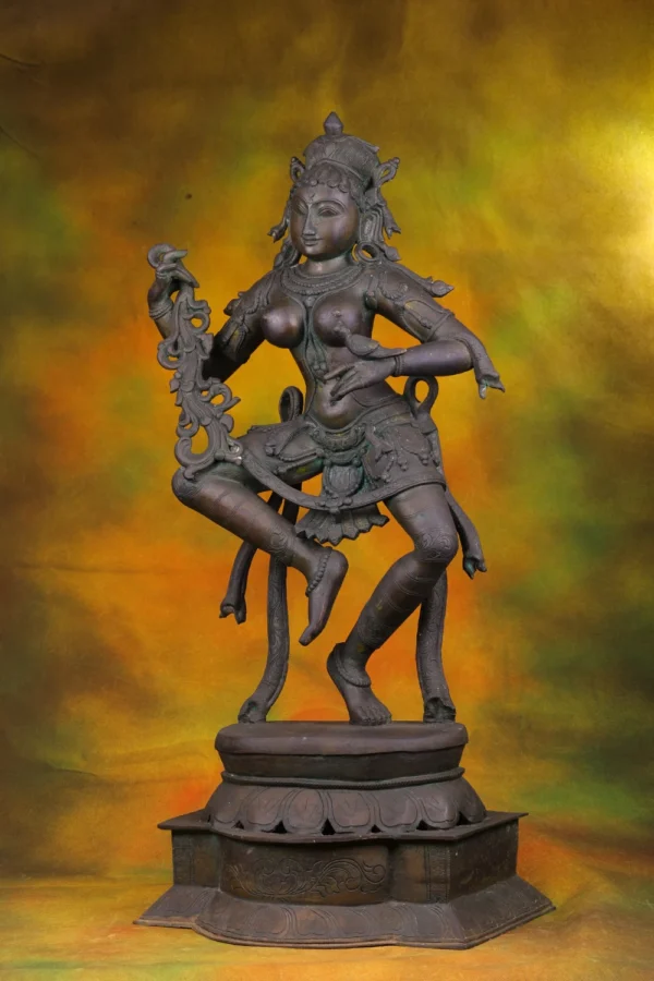 Bronze Dancing Tripura Sundari Statue - 33 Inches - Image 2