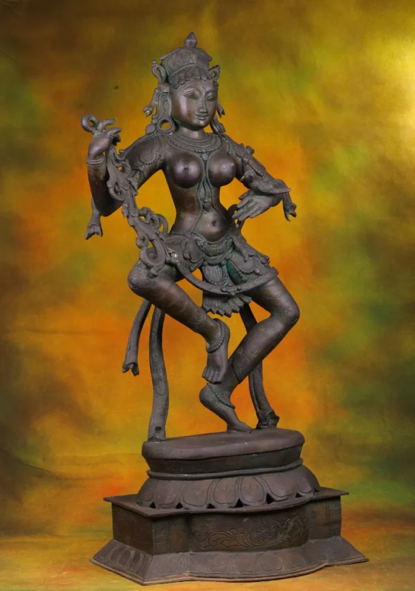 Bronze Dancing Tripura Sundari Statue - 33 Inches - Image 3