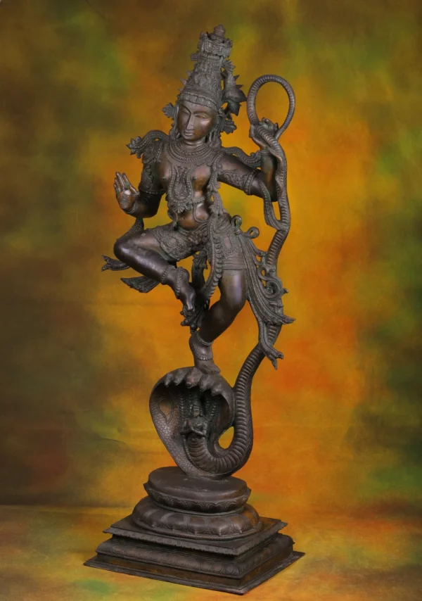 Bronze Kalinga Krishna Statue - Lord Krishna Dancing on Kaliya - 40 Inches - Image 2