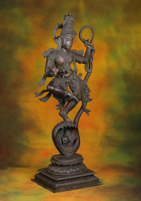 Bronze Kalinga Krishna Statue - Lord Krishna Dancing on Kaliya - 40 Inches - Image 3