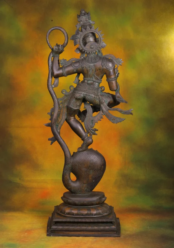 Bronze Kalinga Krishna Statue - Lord Krishna Dancing on Kaliya - 40 Inches - Image 4