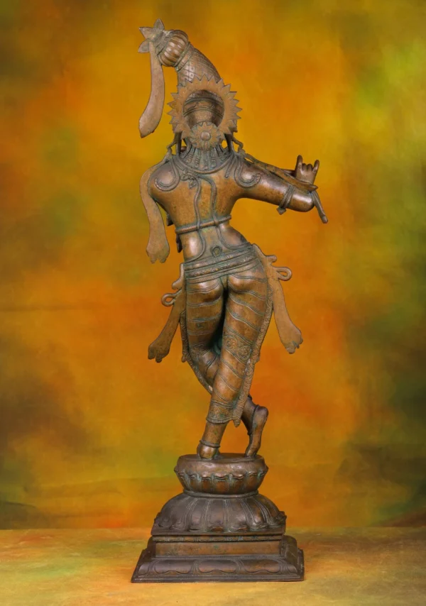 Bronze Krishna with Flute Statue - Hindu God of Love - 26 Inches - Image 4