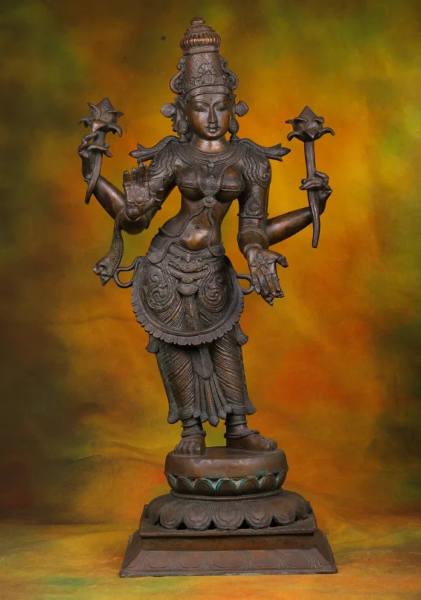 Bronze Lakshmi Statue - Hindu Goddess of Wealth & Fortune - 31 Inches