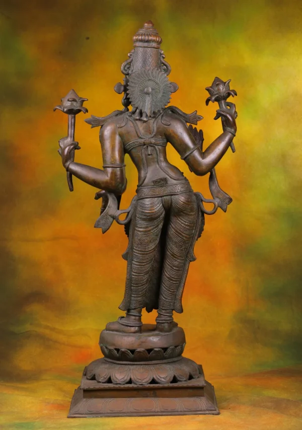 Bronze Lakshmi Statue - Hindu Goddess of Wealth & Fortune - 31 Inches - Image 4