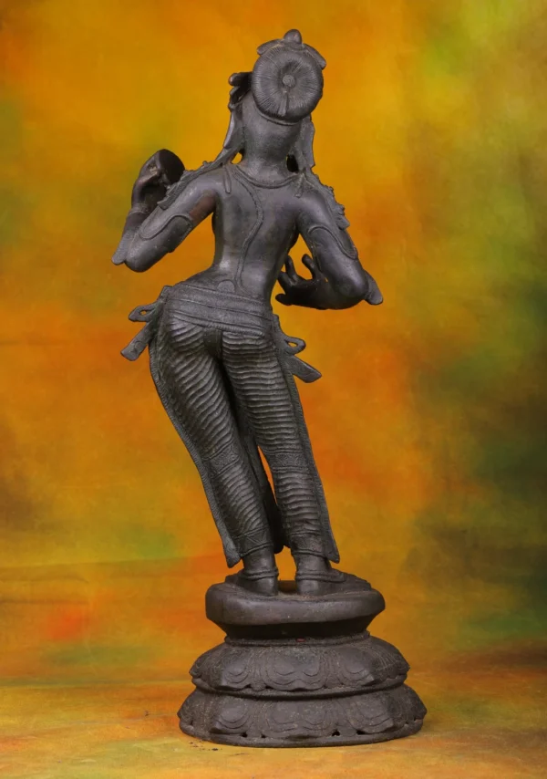 Bronze Mirror Lady Statue - South Indian Dancing Deity - 24 Inches - Image 4