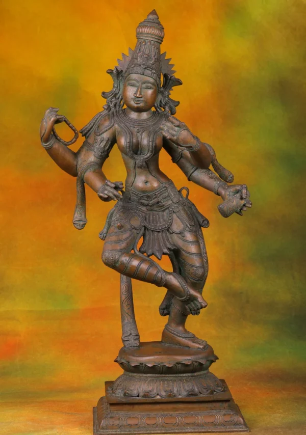 Bronze Saraswati Statue - Hindu Goddess of Wisdom & Arts - 25 Inches