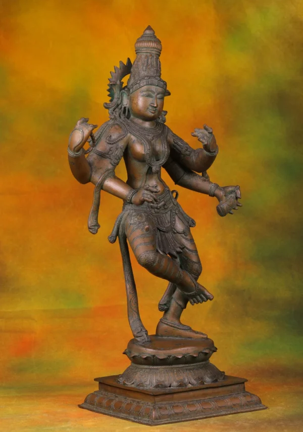 Bronze Saraswati Statue - Hindu Goddess of Wisdom & Arts - 25 Inches - Image 3