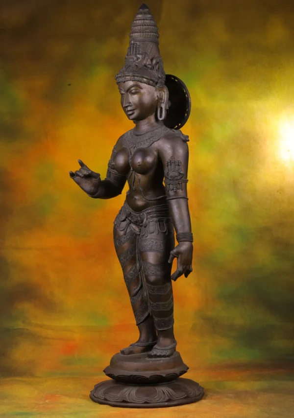 Bronze Standing Parvati Statue - Hindu Goddess of Power - 36 Inches - Image 2