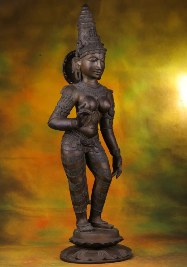 Bronze Standing Parvati Statue - Hindu Goddess of Power - 36 Inches - Image 3