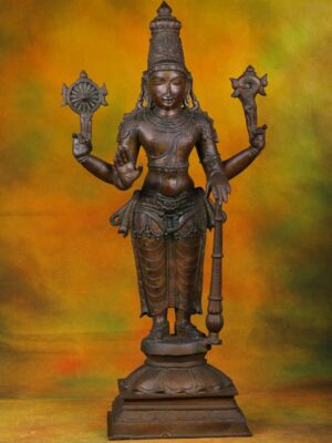 Bronze Vishnu Statue - Hindu God of Preservation - 27 Inches