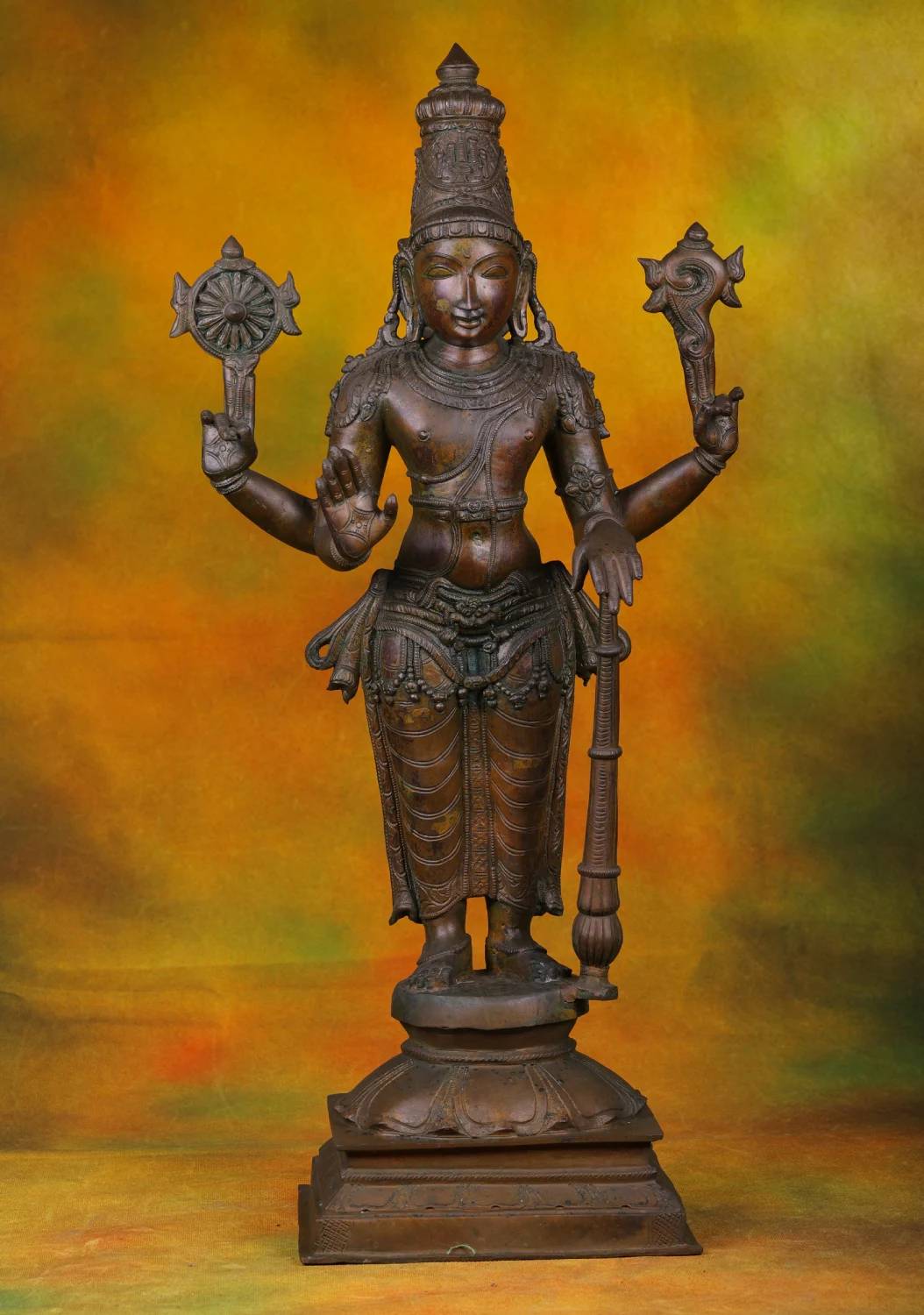 Bronze Vishnu Statue - Hindu God of Preservation - 27 Inches