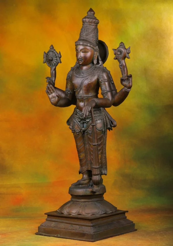 Bronze Vishnu Statue - Hindu God of Preservation - 27 Inches - Image 2