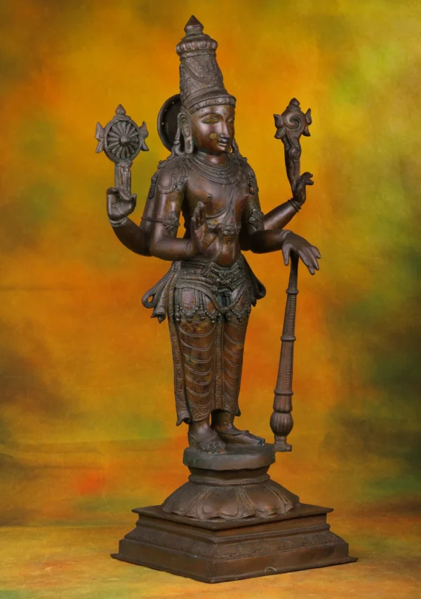 Bronze Vishnu Statue - Hindu God of Preservation - 27 Inches - Image 3