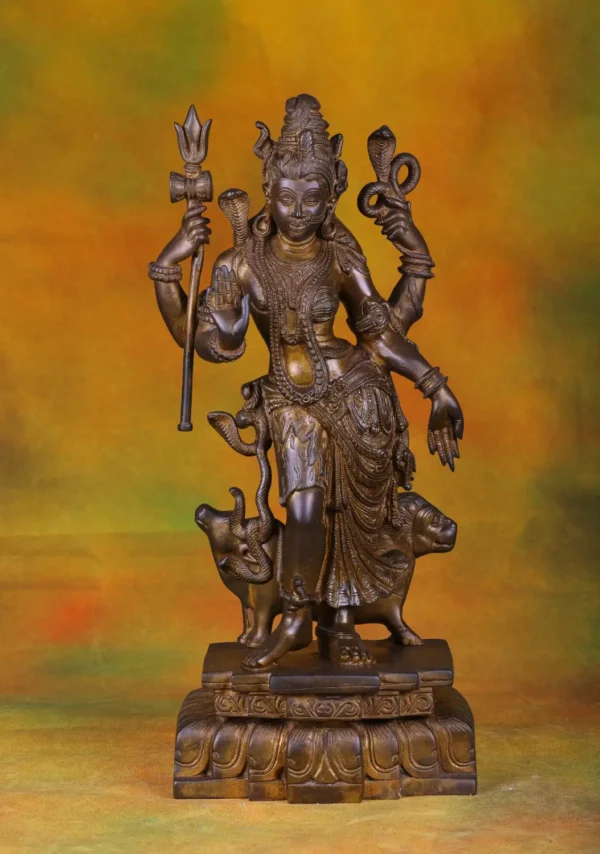 Brass Ardhanareeshwara Statue - Shiva & Parvati Combined - 21 Inches