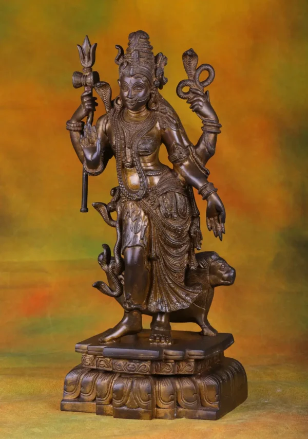 Brass Ardhanareeshwara Statue - Shiva & Parvati Combined - 21 Inches - Image 4