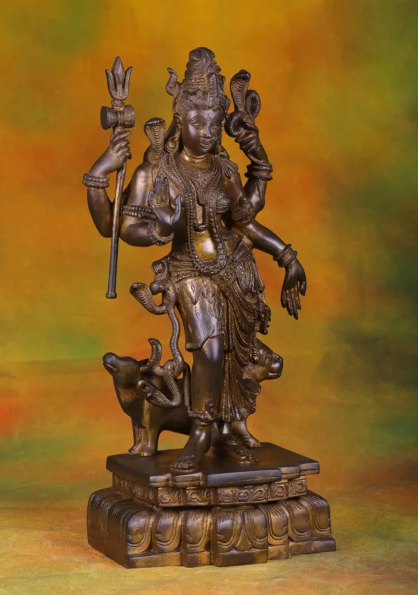Brass Ardhanareeshwara Statue - Shiva & Parvati Combined - 21 Inches - Image 3