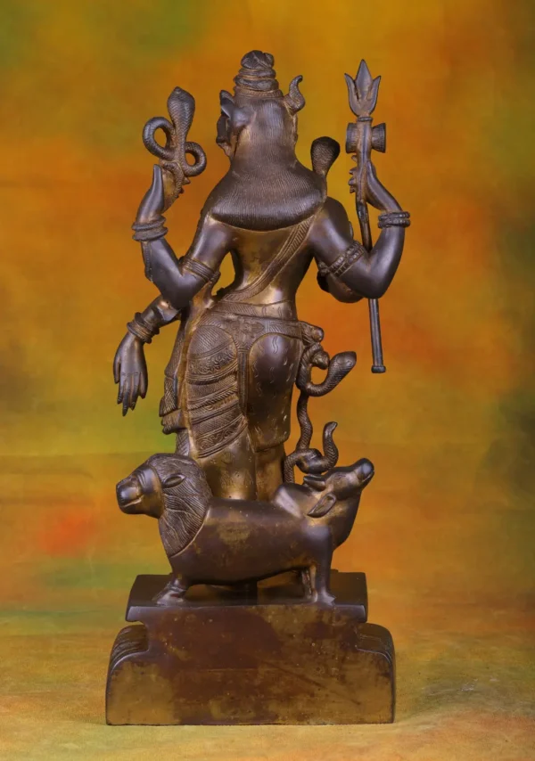 Brass Ardhanareeshwara Statue - Shiva & Parvati Combined - 21 Inches - Image 2