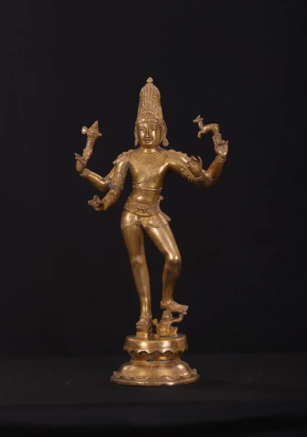 Brass Chandrasekhara Statue - Lord Shiva Graceful Dance - 19 Inches