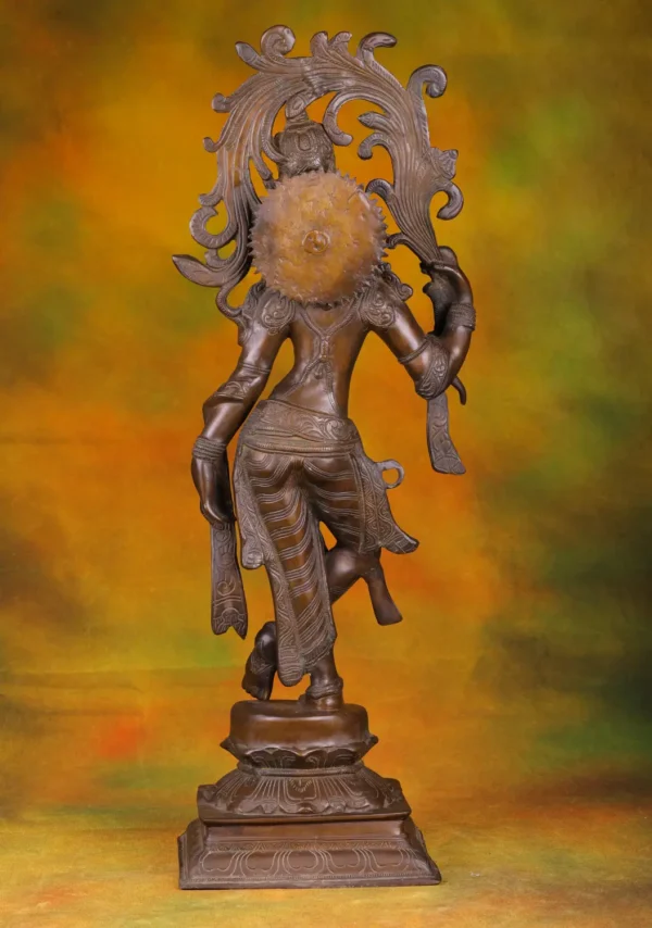 Brass Floral Lady Statue - South Indian Deity Sculpture - 21 Inches - Image 3