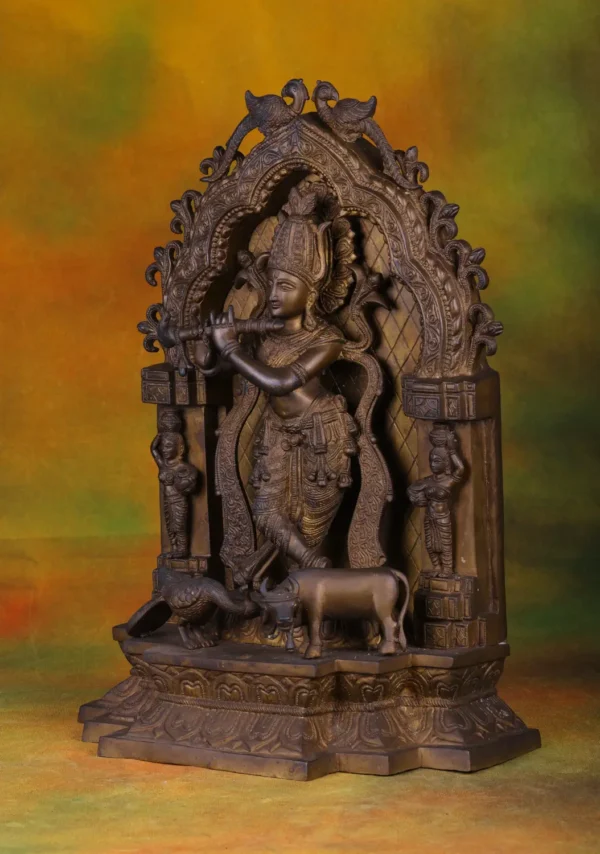 Brass Flute Krishna with Arch - Hindu God of Love - 19 Inches - Image 4