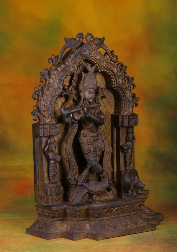 Brass Flute Krishna with Arch - Hindu God of Love - 19 Inches - Image 3