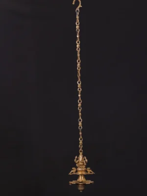 Brass Ganesha Lamp - Hanging Decor with Bird & Chain