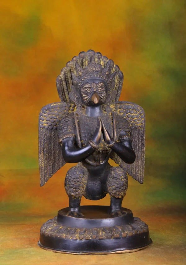 Brass Garuda Statue - Divine Bird Vehicle of Vishnu - 17 Inches