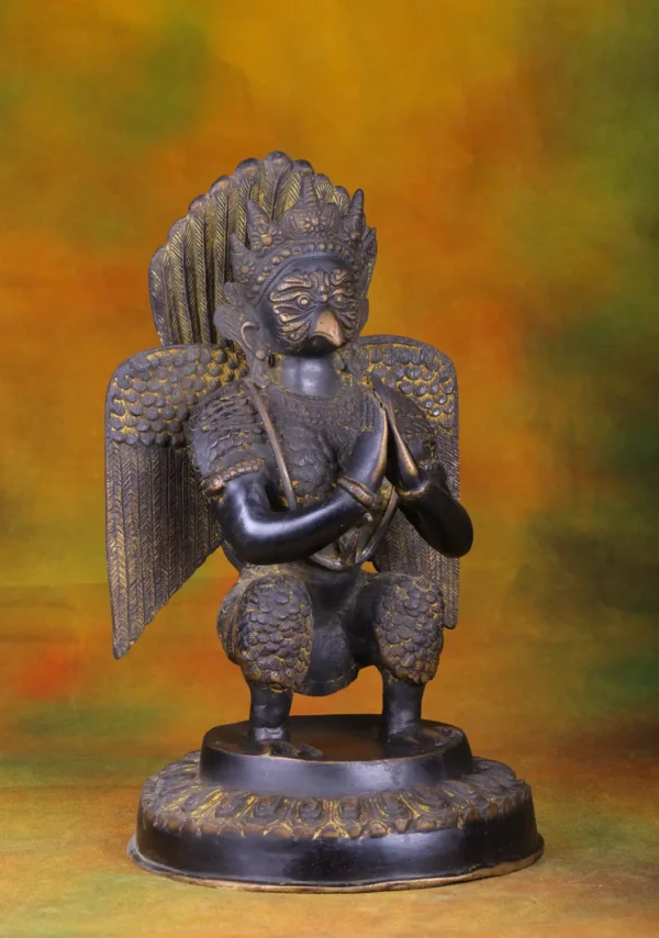 Brass Garuda Statue - Divine Bird Vehicle of Vishnu - 17 Inches - Image 3