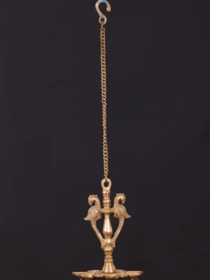 Brass Icon Lamp & Bell - Hanging Decor with Parrot Design