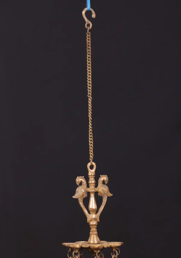 Brass Icon Lamp & Bell - Hanging Decor with Parrot Design