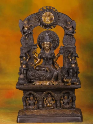 Brass Lakshmi with Sun Arch - Hindu Goddess of Prosperity - 19 Inches