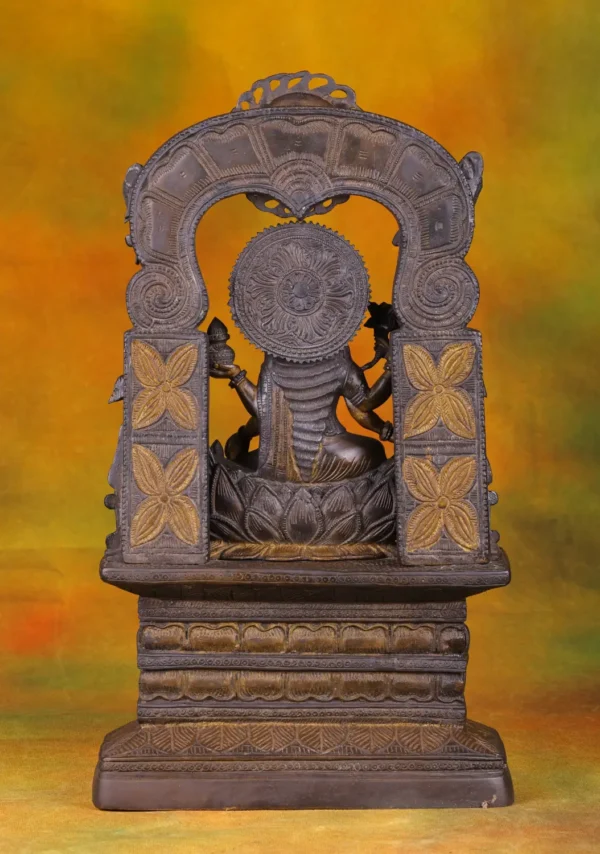Brass Lakshmi with Sun Arch - Hindu Goddess of Prosperity - 19 Inches - Image 2