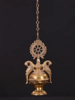 Brass Lamp - Parrot, Chakra, Hanging Decor - 13 Inches