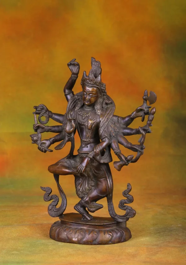 Brass Nepali Shiva Statue - Multi-Armed Hindu God - 12 Inches - Image 2