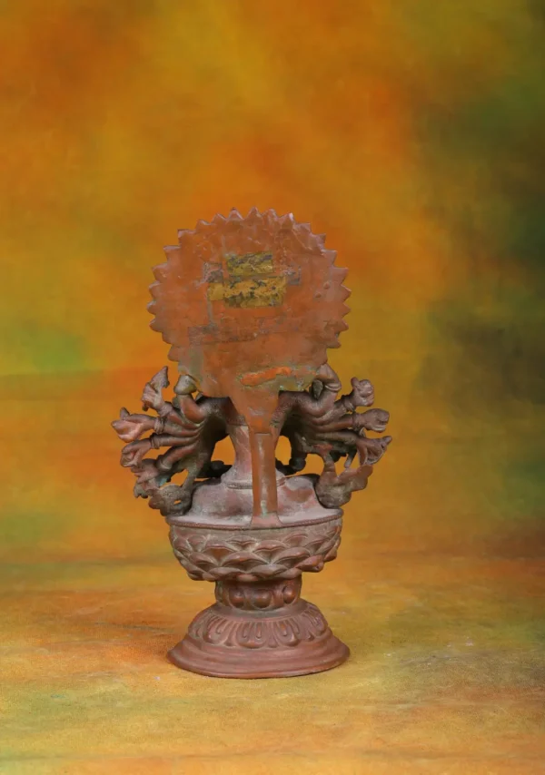 Brass Nepali Vishnu Statue - Multi-Armed Hindu God - 11 Inches - Image 4