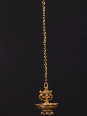 Brass Peacock Lamp - Hanging Decor with Chain